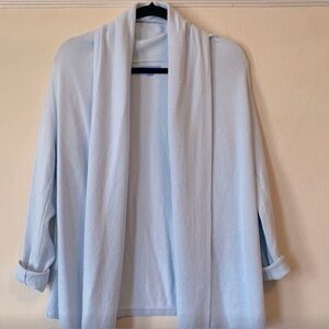 BURGESS COLLECTION Cardigan Sweater Cotton/Cashmere. Pale Baby Blue Shawl Collar